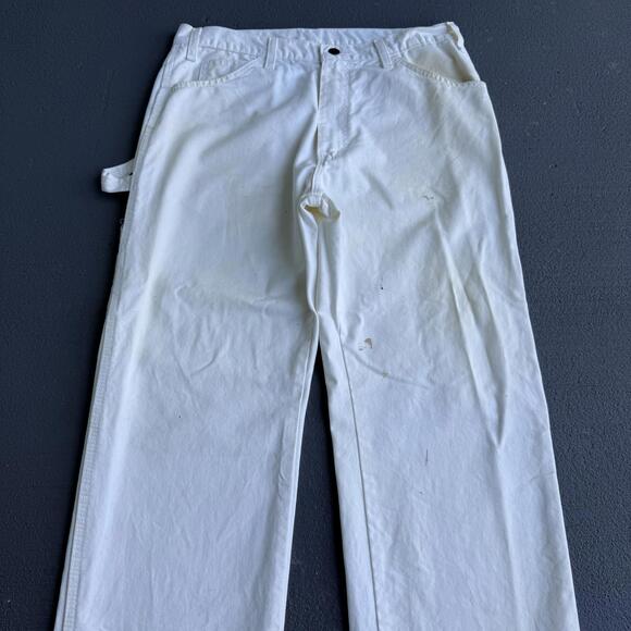 Vintage white painter dickie workwear carpenter pants 34x30 - Picture 3 of 8
